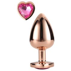   Gleaming Love - plug anal alumínio pedra coração - M - rose gold