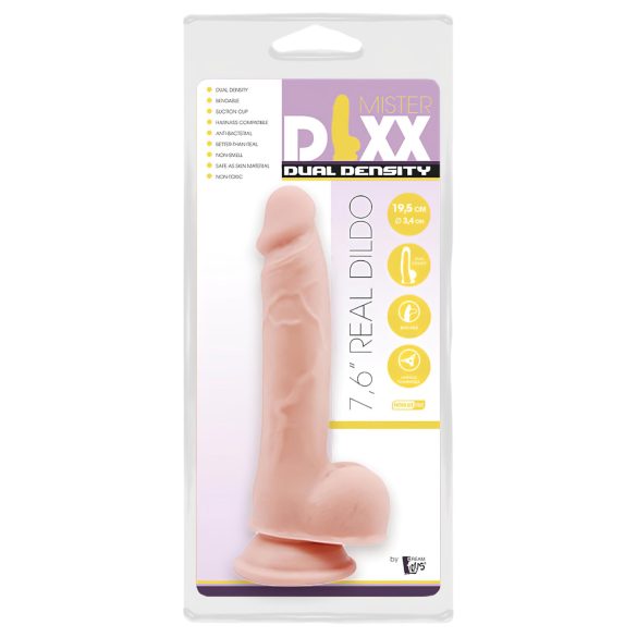 Mr. Dixx 7.6 - dildo com ventosa e escroto - cor natural 19,5cm