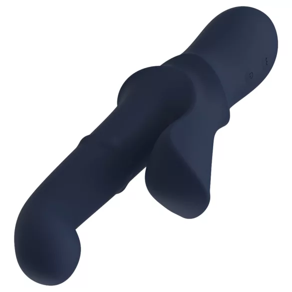 Deusa Íris - vibrador com braço estimulador de clitóris com pérolas (azul)