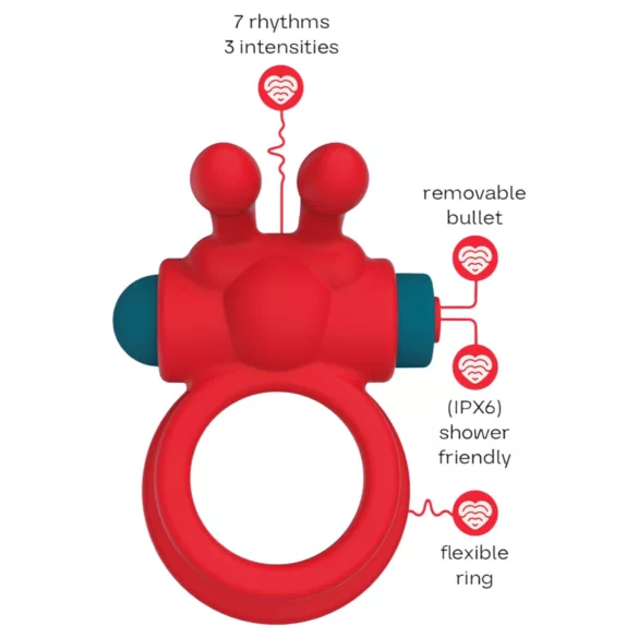 Dreamtoys Love Signal - anel peniano vibratório (vermelho)