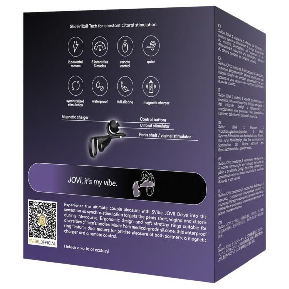 Snail Vibe Jovi - anel peniano com vibrador para casais - silicone preto