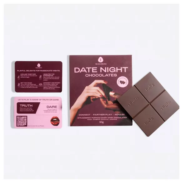 The Oh Collective Date Night - chocolate amargo com maçã e morango para casais (50 g)