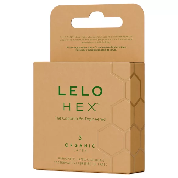 LELO Hex Organic - preservativo ultra fino - látex - caixa com 3