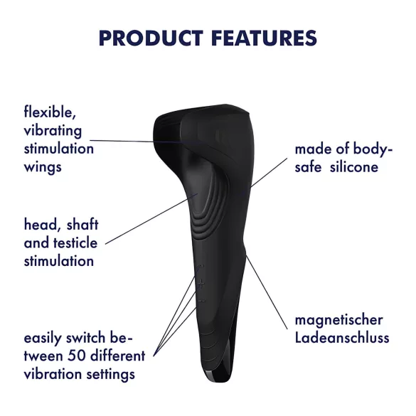 Satisfyer Men Wand - vibrador peniano recarregável à prova d'água - preto