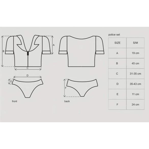 Obsessive - fantasia policial feminina - conjunto - tamanho S/M