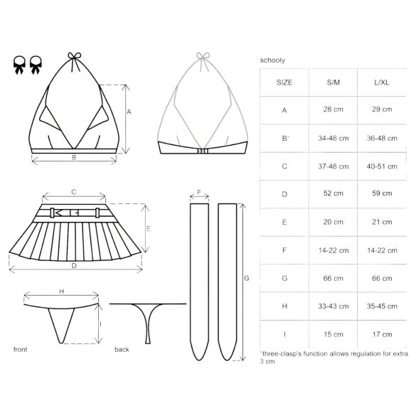 Obsessive - fantasia colegial feminina - conjunto 6 peças