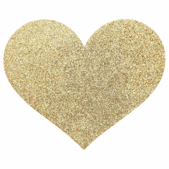 Bijoux Indiscrets Flash - adesivos para mamilos em formato de coração brilhante (dourado)