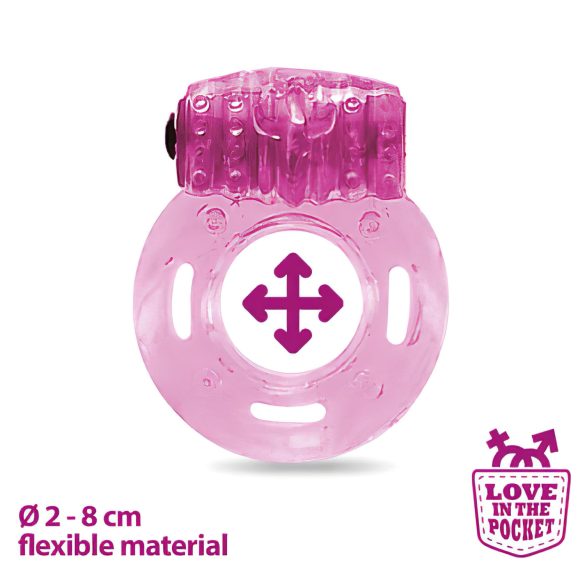 Love in the Pocket - anel peniano vibratório descartável - silicone rosa