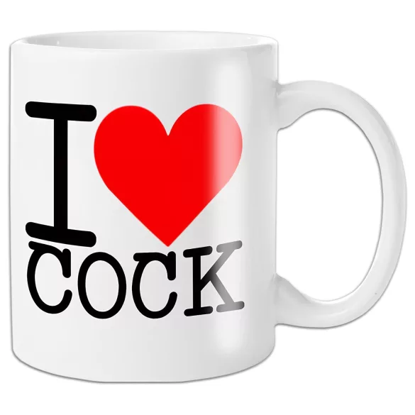 I Love Cock - caneca, presente erótico (branca)