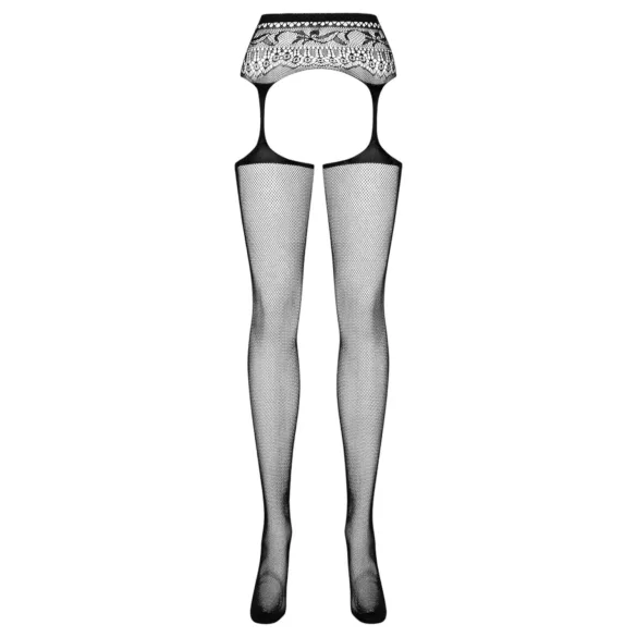 Obsessive - conjunto lingerie c/ cinta-liga floral - preto (S-L)