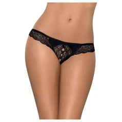 Obsessive - tanga feminina aberta - renda preta com strass