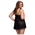 Baci - camisola sensual plus size aberta com poás - preto (XL-XXL)