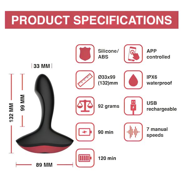 Magic Motion Solstice - vibrador de próstata inteligente recarregável preto