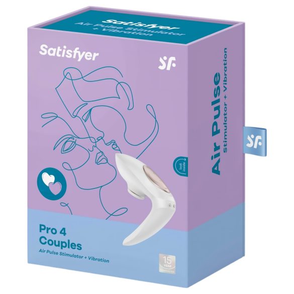 Satisfyer Pro 4 Couples - vibrador casal sucção recarregável - branco