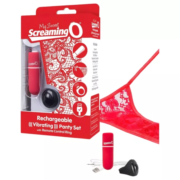 Screaming O - calcinha vibratória - vermelho (S-L)