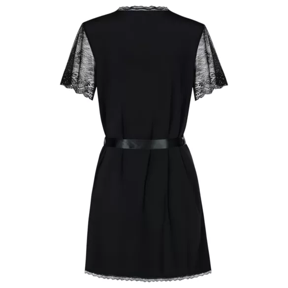 Robe Miamor Obsessive - roupão com mangas rendadas e tanga (preto)