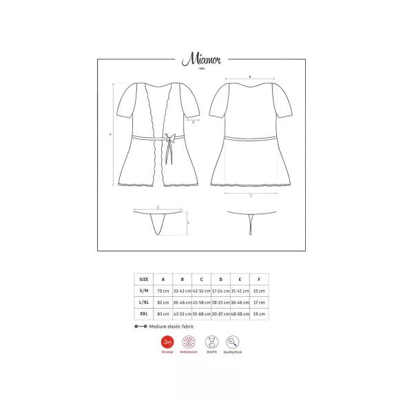 Robe Miamor Obsessive - roupão com mangas rendadas e tanga (preto)
