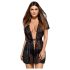 Obsessive - robe rendado e tanga - preto
