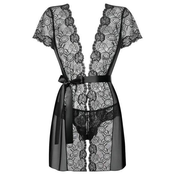 Obsessive - robe rendado e tanga - preto
