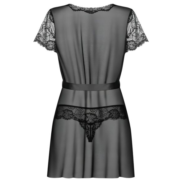 Obsessive - robe rendado e tanga - preto