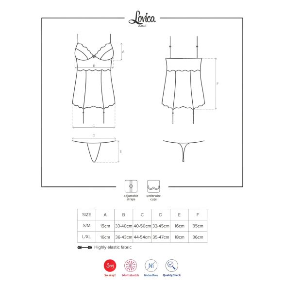 Obsessive Lovica - top rendado com cinta-liga e tanga (vermelho) - L/XL