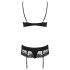 Obsessive Wonderia - conjunto de lingerie bordada em renda (preto) - L/XL
