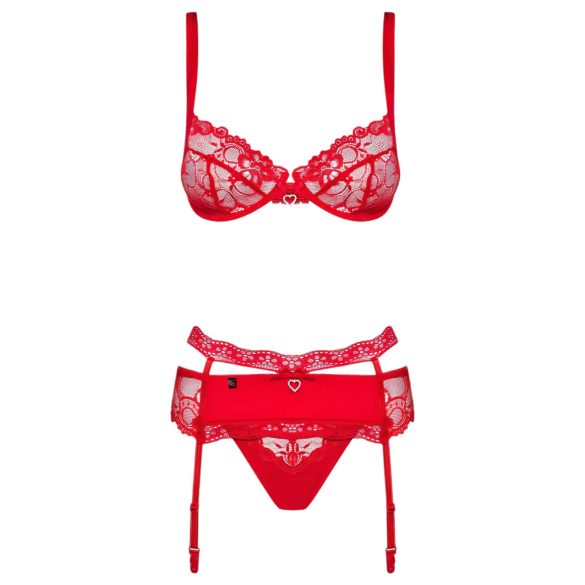 Obsessive Heartina - conjunto de lingerie - vermelho - L/XL