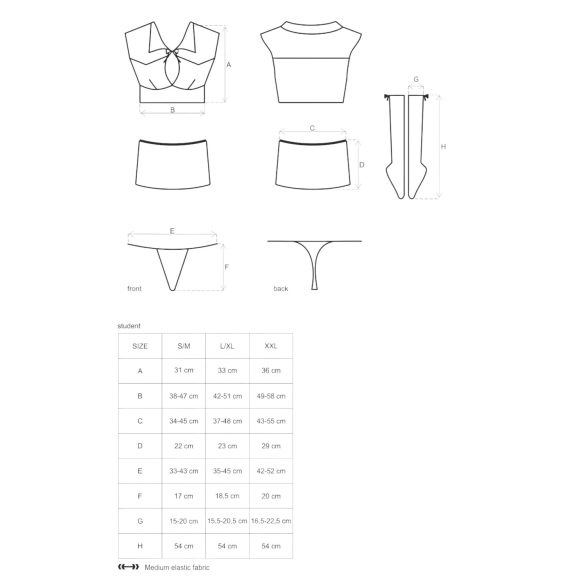 Obsessive - fantasia colegial sexy - conjunto 5 peças - fantasia erótica