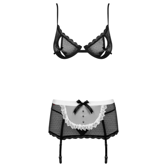 Obsessive - fantasia de empregada sexy - conjunto 6 peças - preto - L/XL