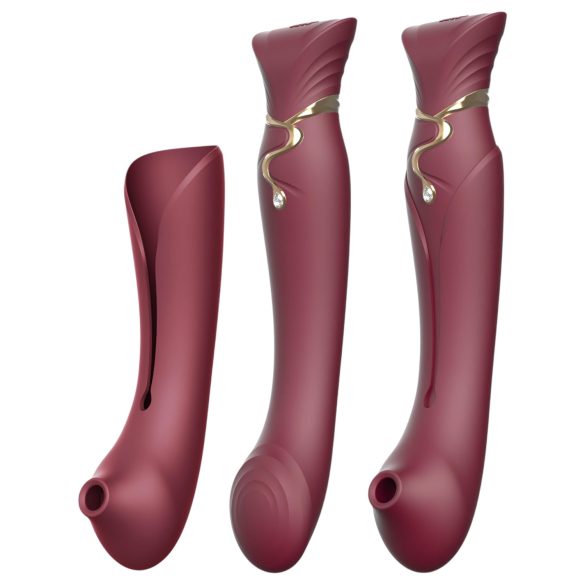 ZALO Queen - vibrador de ponto G e clitóris com sucção - silicone vermelho