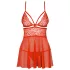 Obsessive - babydoll com tanga - renda transparente - vermelho