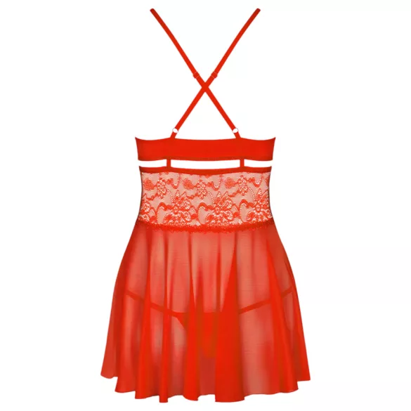 Obsessive - babydoll com tanga - renda transparente - vermelho