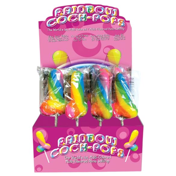 Rainbow Cock Pop - pirulito formato pênis - sabor frutas - 85g