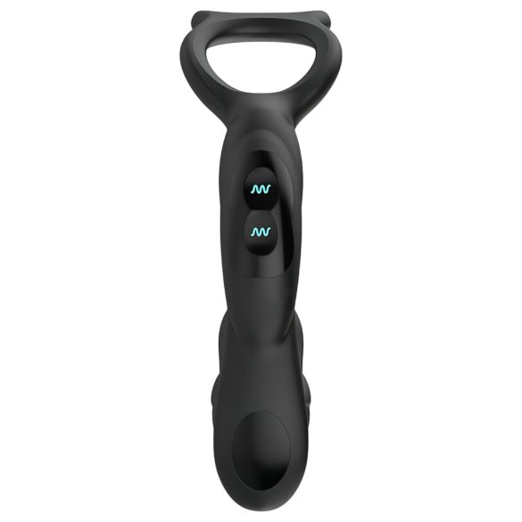 Nexus Simul8 - anel peniano vibratório com plug anal - silicone preto