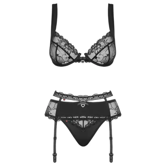 Obsessive Heartina - conjunto lingerie feminina - preto