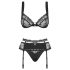 Obsessive Heartina - conjunto lingerie feminina - preto - L/XL