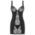 Obsessive Heartina - camisola lingerie e tanga - renda preta - L/XL