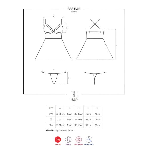 Obsessive - Babydoll transparente rendado - conjunto - preto - 2XL/3XL