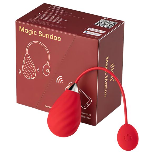 Magic Motion Sundae - ovo vibratório recarregável com app - silicone vermelho