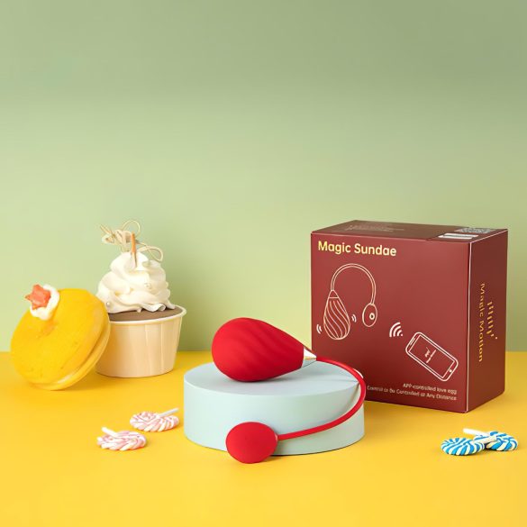 Magic Motion Sundae - ovo vibratório recarregável com app - silicone vermelho