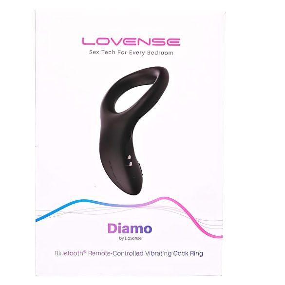 Lovense Diamo - anel peniano vibratório inteligente - silicone preto