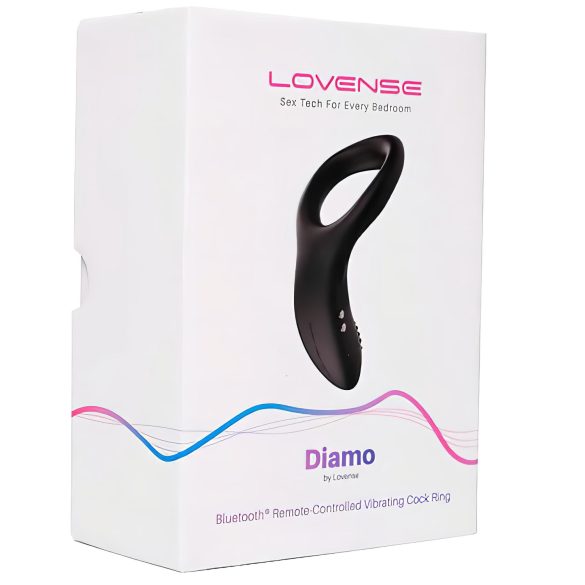 Lovense Diamo - anel peniano vibratório inteligente - silicone preto