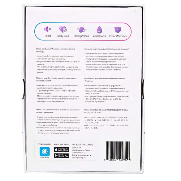 Lovense Diamo - anel peniano vibratório inteligente - silicone preto