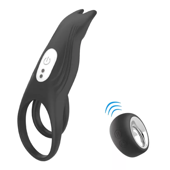 Aixiasia Hoody B - anel peniano vibratório recarregável controle remoto preto