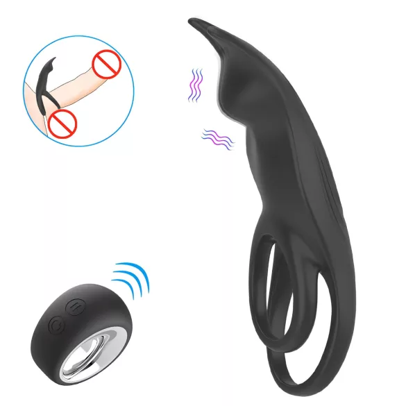 Aixiasia Hoody B - anel peniano vibratório recarregável controle remoto preto