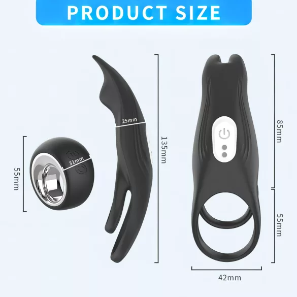 Aixiasia Hoody B - anel peniano vibratório recarregável controle remoto preto