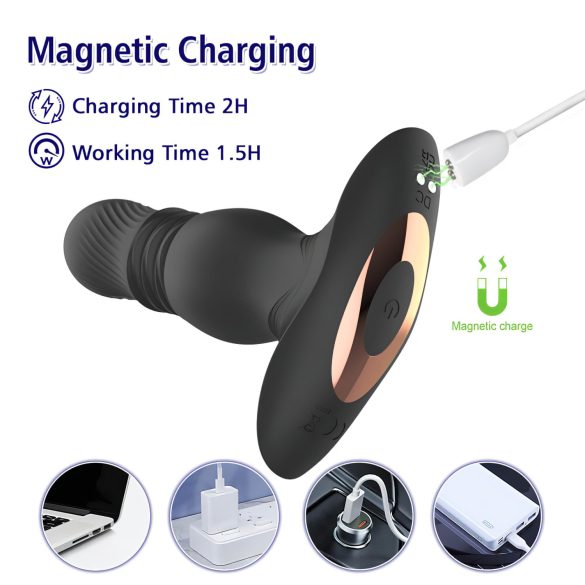 Aixiasia Roy - vibrador anal com controle remoto recarregável - preto