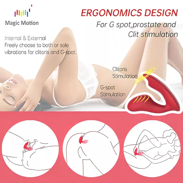 Magic Motion Umi - Vibrador inserível controlado por app (vermelho)