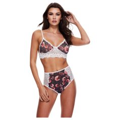 Baci - conjunto floral rendado, cintura alta