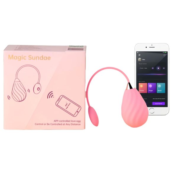 Magic Motion Sundae - ovo vibrador recarregável controle app silicone rosa